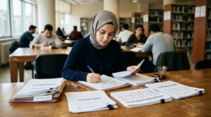 Burs başvurusu nasıl yapılır: öğrenci belge hazırlıyor